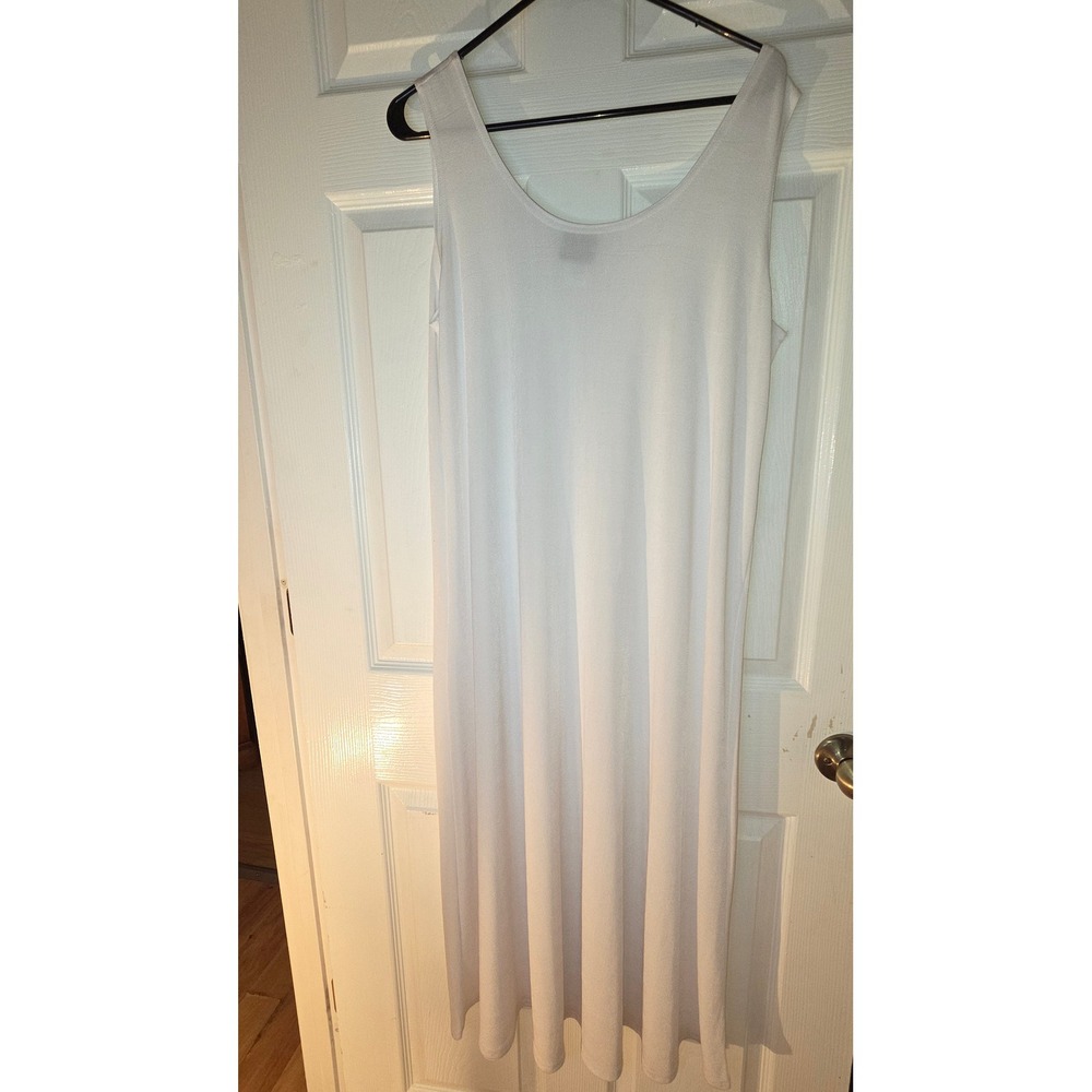 Jostar Womens White Sleeveless Scoop Neck Tank Dress Size L 700BN-TRS1 USA Made